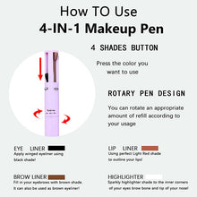 4 in 1 Multi-function Makeup Pen,1Piece Travel Eyeliner, Lip Liner, EyebrowPencil,Highlighter Eyeshadow Pen,Portable Multi-function Makeup Pen,Cosmetic Makeup Tools