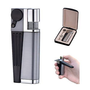 Portable Hitter Lighter, Lighter Pipe Combo, Multipurpose 2 in 1 Metal Pipe Lighter, Foldable Lighter Open Flame for Camping BBQ Kitchen, Great Gift for Men