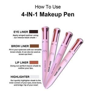 4 in 1 Multi-function Makeup Pen,1Piece Travel Eyeliner, Lip Liner, EyebrowPencil,Highlighter Eyeshadow Pen,Portable Multi-function Makeup Pen,Cosmetic Makeup Tools