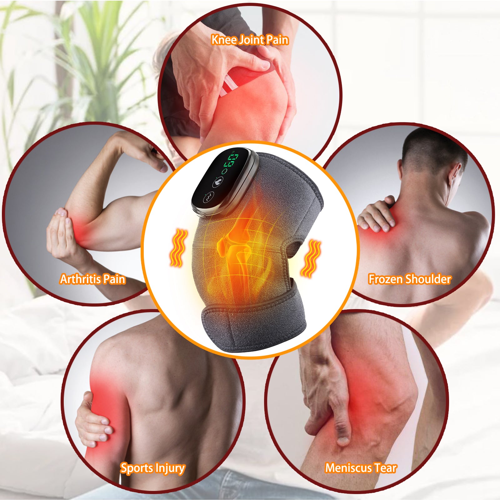 Heated Knee Brace Wrap Massage Vibration Knee Massager with Heating Pad  Thermal